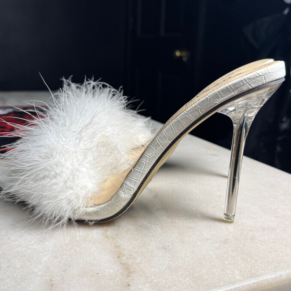 White maribou heels 9 - Picture 6 of 8